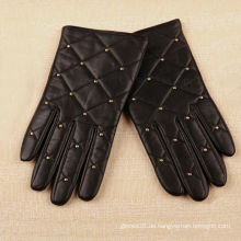 Benutzerdefinierte Winter sexy Frauen Leder Handschuhe mit Nagel